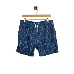 Slate & Stone Men’s Tropical 6’’ Swim Trunks in Blue/Pink Size L